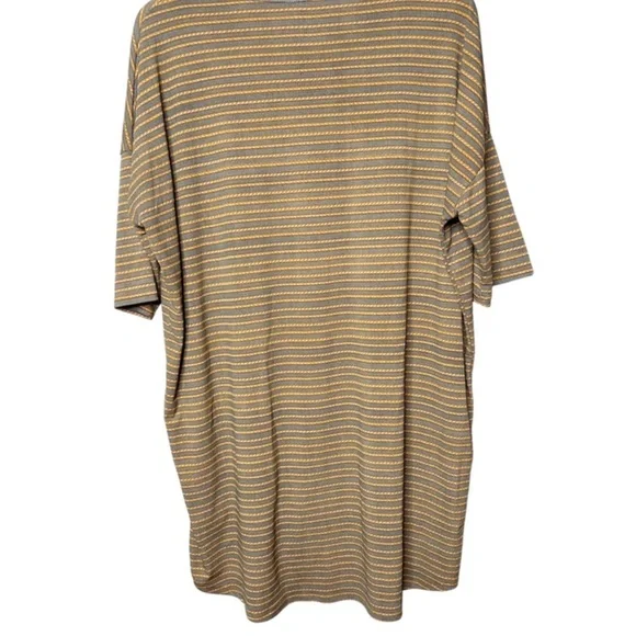 LuLaRoe Classic T Heathered Stripe‎ Gray Yellow Short Sleeve Top Women OS - Picture 9 of 16